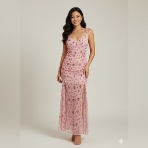 ​🌹 VIRAL Rose Print Mesh Ruched Lingerie Gown 🌹